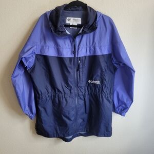 Columbia Packable Jacket Womens Two-Tone Blue Raincoat Size S Vented Windbreaker